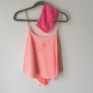 Hot Pink Bandeau + Millau Sleeveless Top